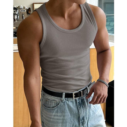 Summer Tank Top Scoop Neck Knit Gym Workout Muscle Tank Undershirt Sleeveless Shirts